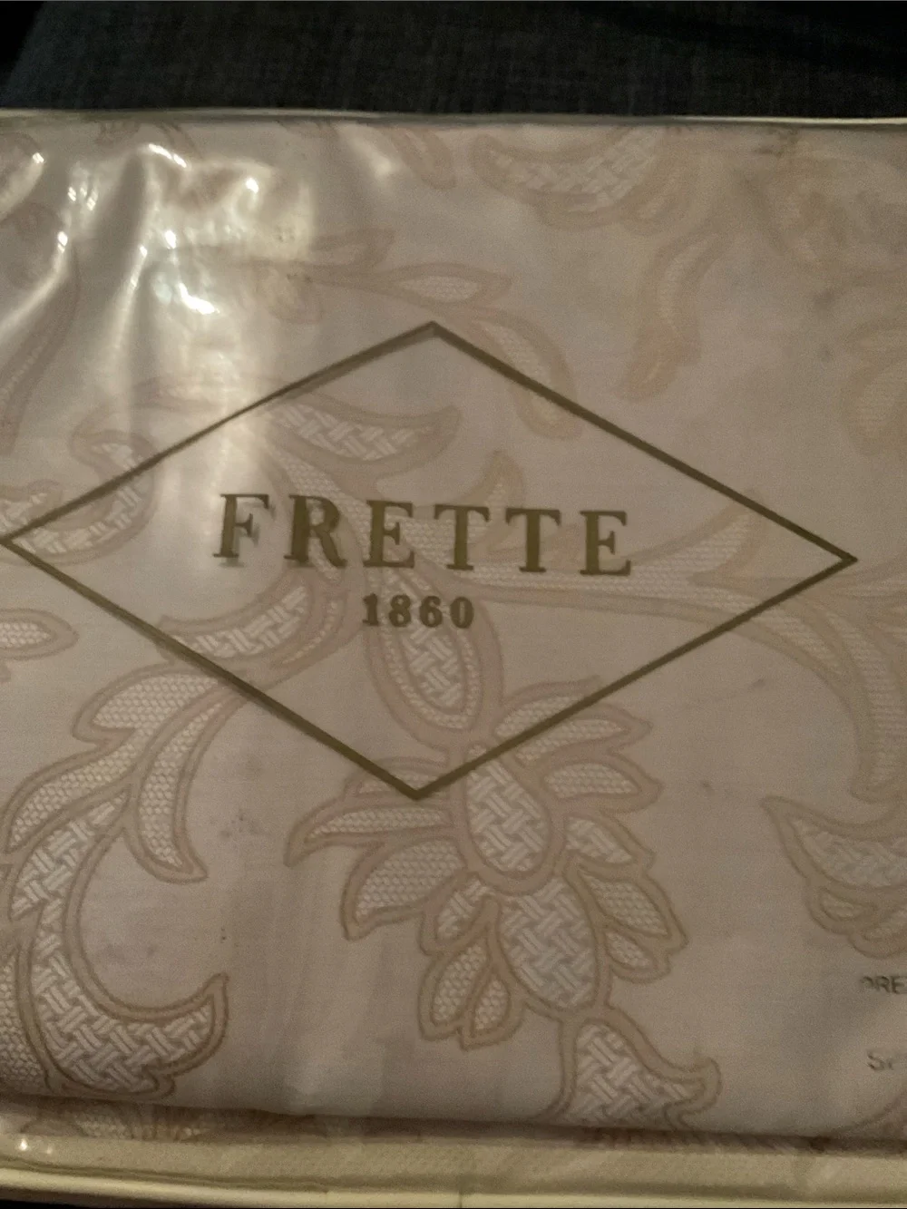 NWT FRETTE KING DUVET COVER BEIGE CARAMEL ELEGANT PATTERN